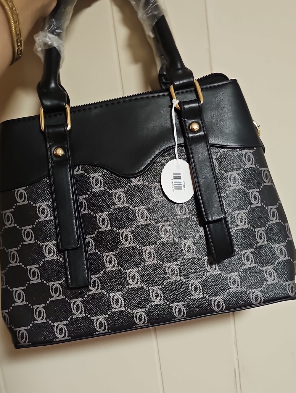 Black Patterned Women’s Tote Handbag
